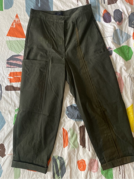 COS Pants - COS Dark Olive Utility Cargo Trousers